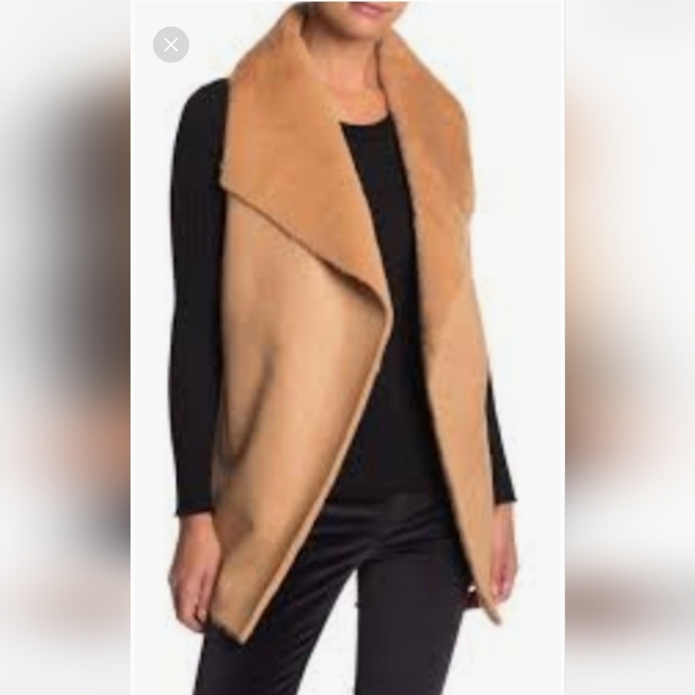 Ontwelfth Brown Faux Fur Faux Suede Vest Jacket Size Women's Large